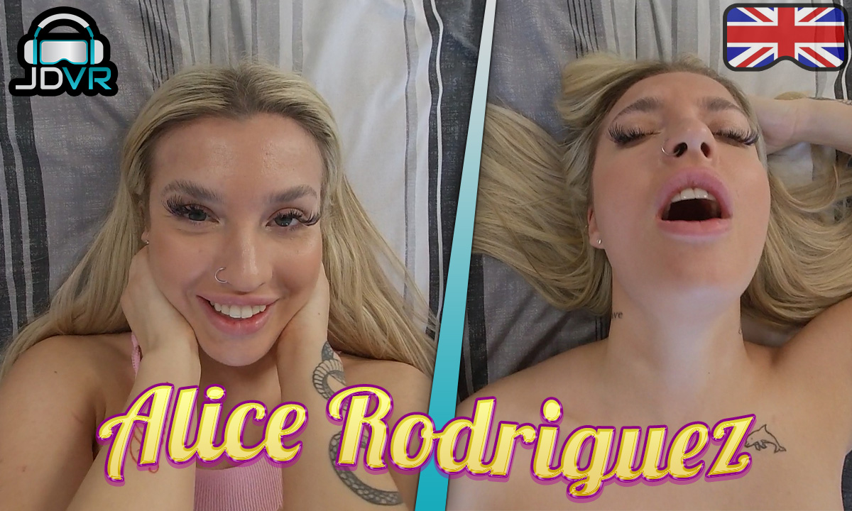 Alice Rodriguez performs a POV scene in 4K resolution for JimmyDraws, featuring 60 FPS and 180 degree VR immersion.