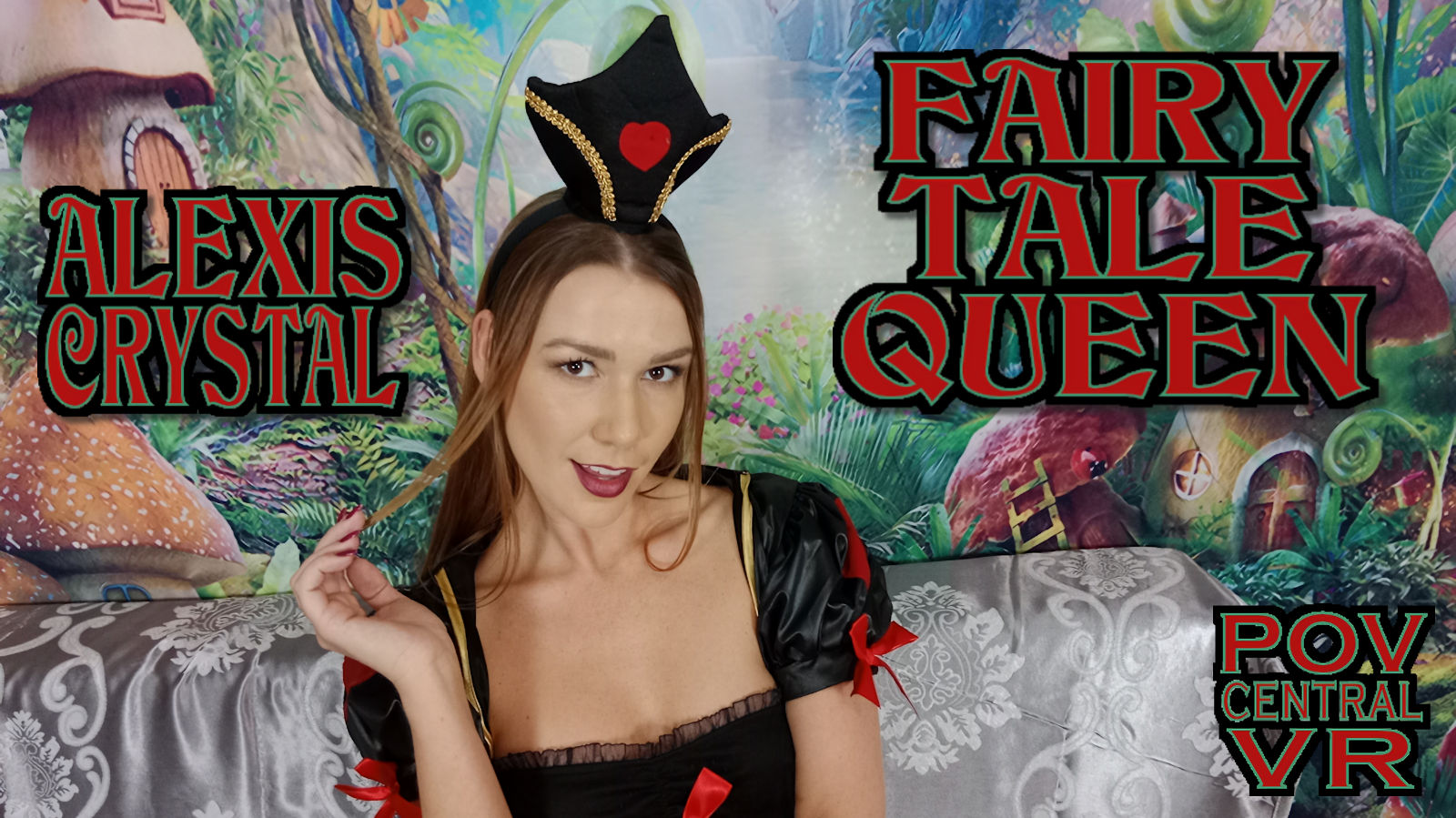 Alexis Crystal performs a blowjob and handjob in a fairy tale cosplay setting for this 4K VR POV video by POV Central.