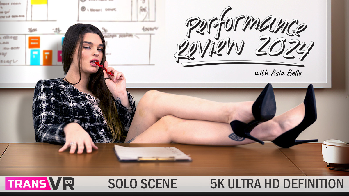 Brunette Asia Belle performs solo in a 4K VR video with 60 FPS and POV angles.