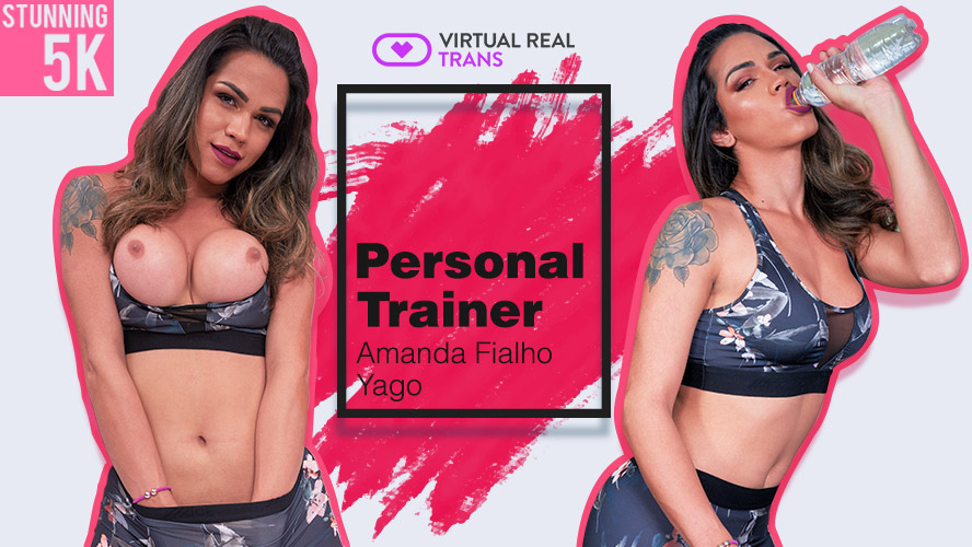 Amanda Fialho performs anal and oral acts in a VirtualRealTrans 4K VR personal training scenario filmed in POV style.