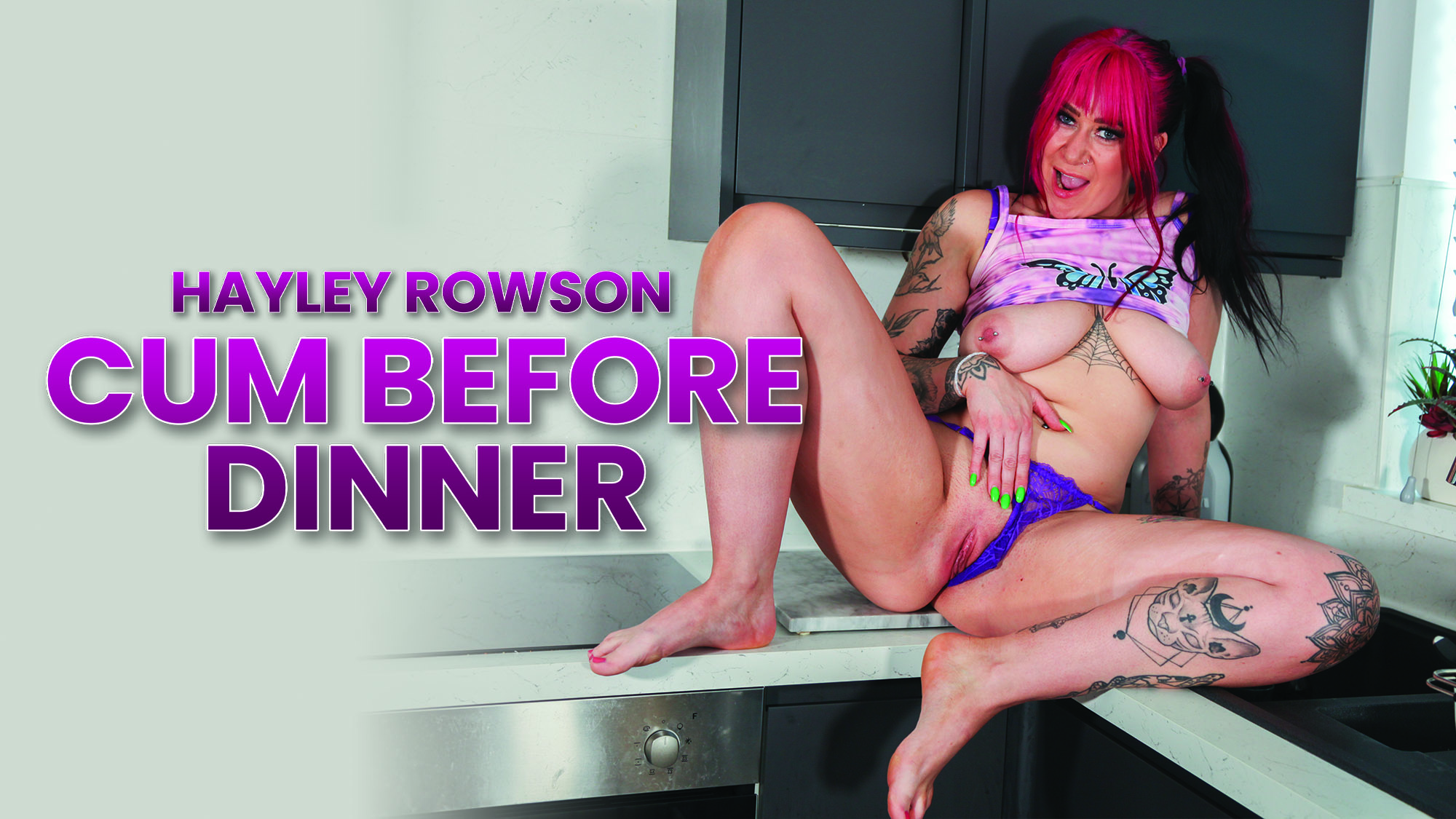Hayley Rowson performs a solo POV scene in 4K VR with big breasts during a 60 frames per second premium video.