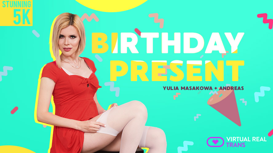 Yulia Masakowa performs a blowjob and anal sex in a 4K VR POV birthday scene