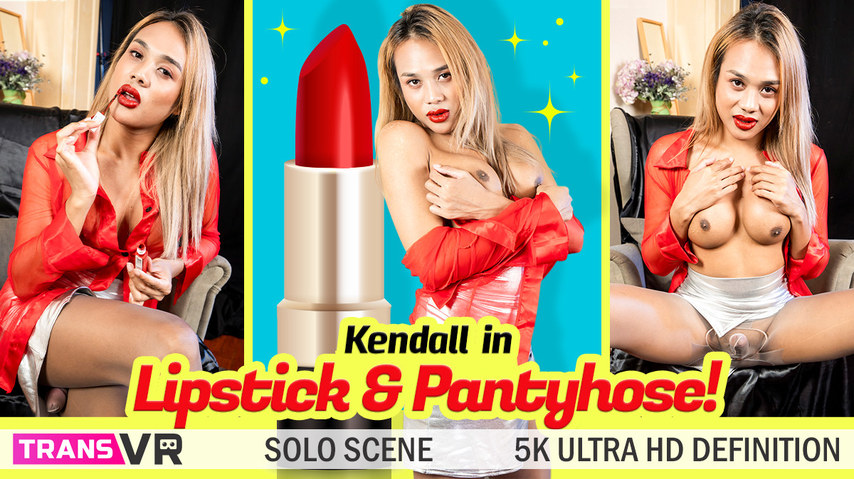 Kendall performs a solo routine in lipstick and pantyhose captured in 4K resolution within a 180 degree VR environment.