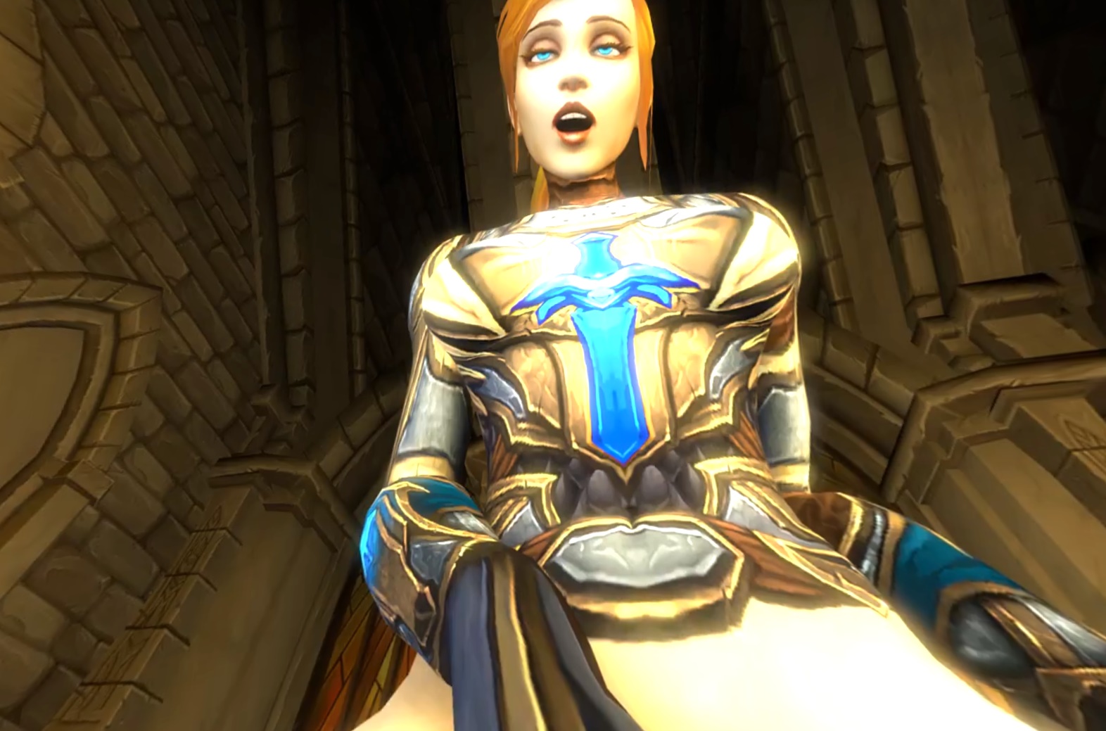 CGI trans WoW paladin performs oral sex on the viewer in a VR 4K 3D scene from itsMorti.