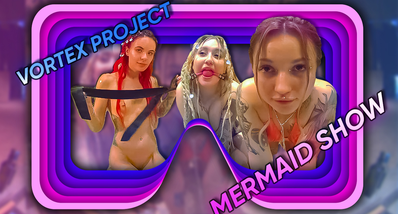 Brunette teen mermaid in 4K 180-degree VR production by Dreamcam with 5K resolution and premium content quality.