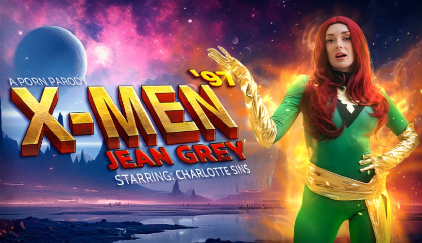 Charlotte Sins as Jean Grey performs a POV blowjob in 4K VR cosplay from VR Conk.