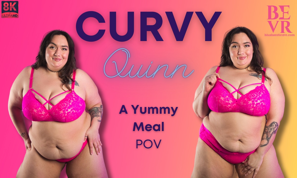 Curvy Quinn performs a POV blowjob and titty fuck in this 4K VR scene from BlushErotica