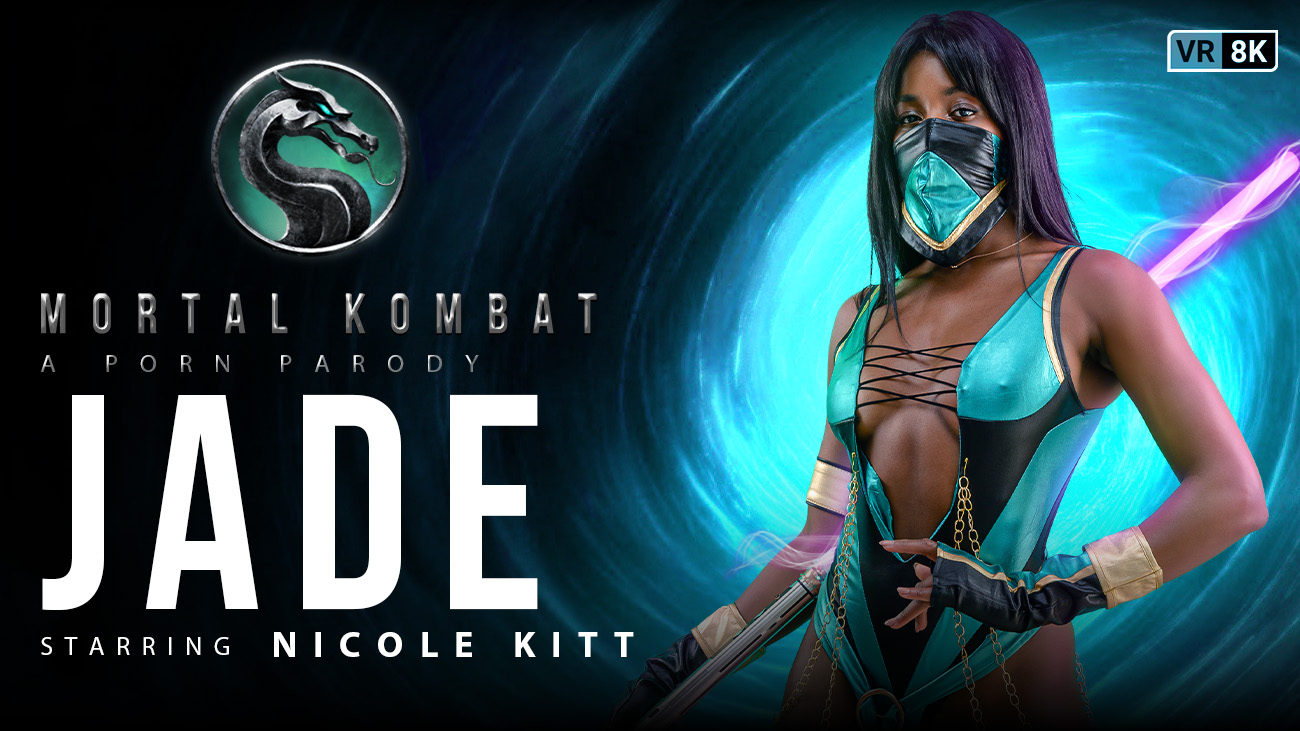 Nicole Kitt in Jade cosplay performs an outdoor blowjob for the camera in this VR Conk 60 FPS premium production
