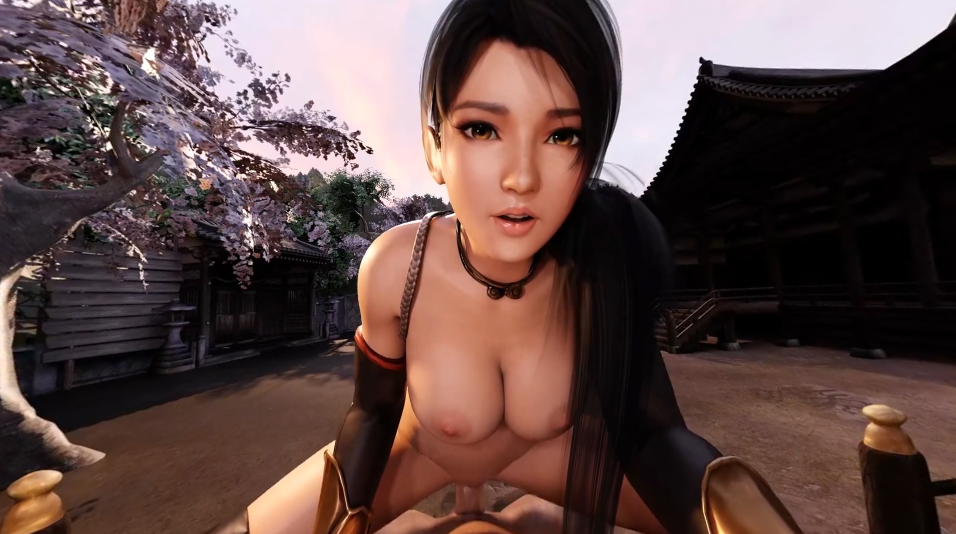 Brunette Momiji in a garden POV VR video featuring big tits in 4K 60 FPS