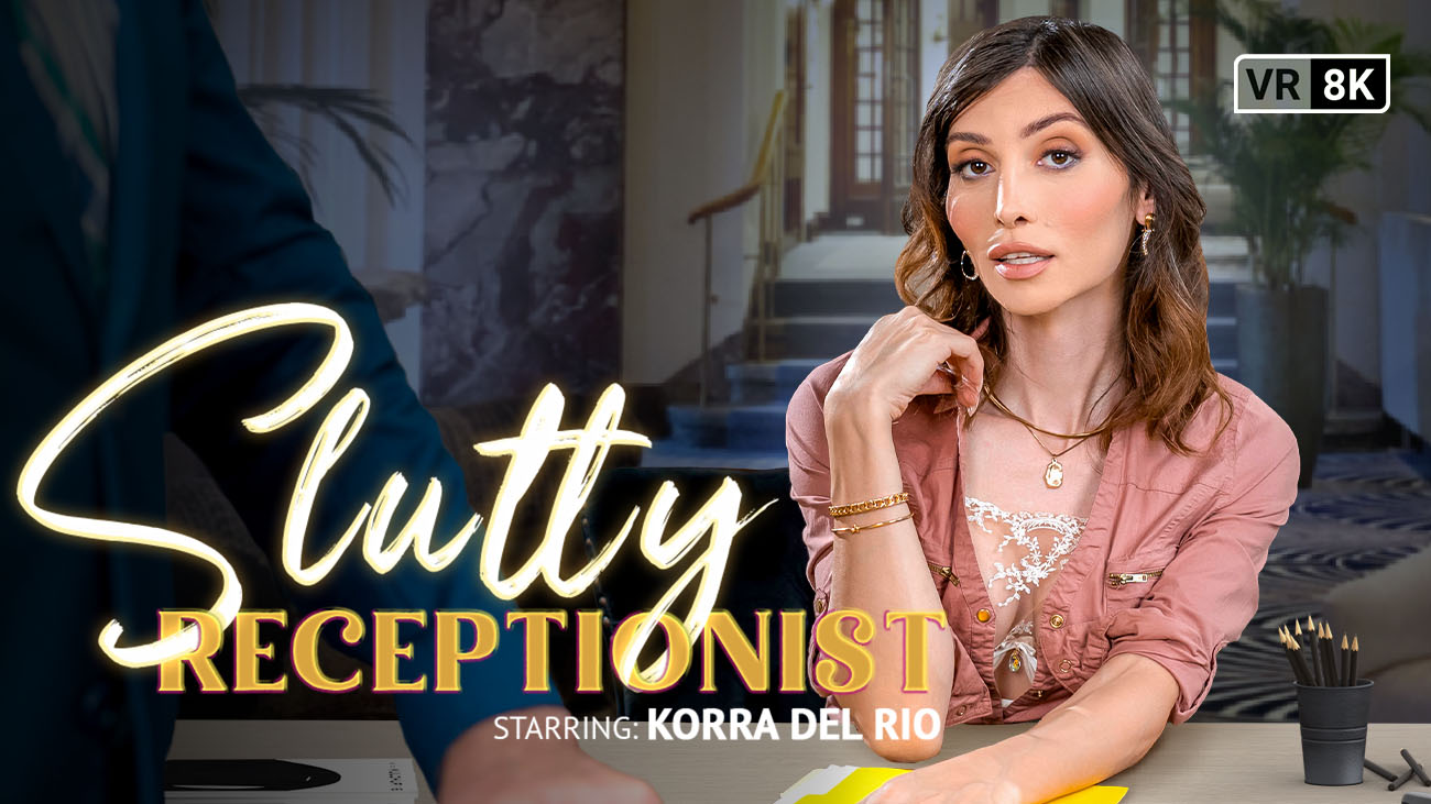 Korra Del Rio as Slutty Receptionist performs anal and blowjob in VRB Trans POV scene with 60 FPS quality