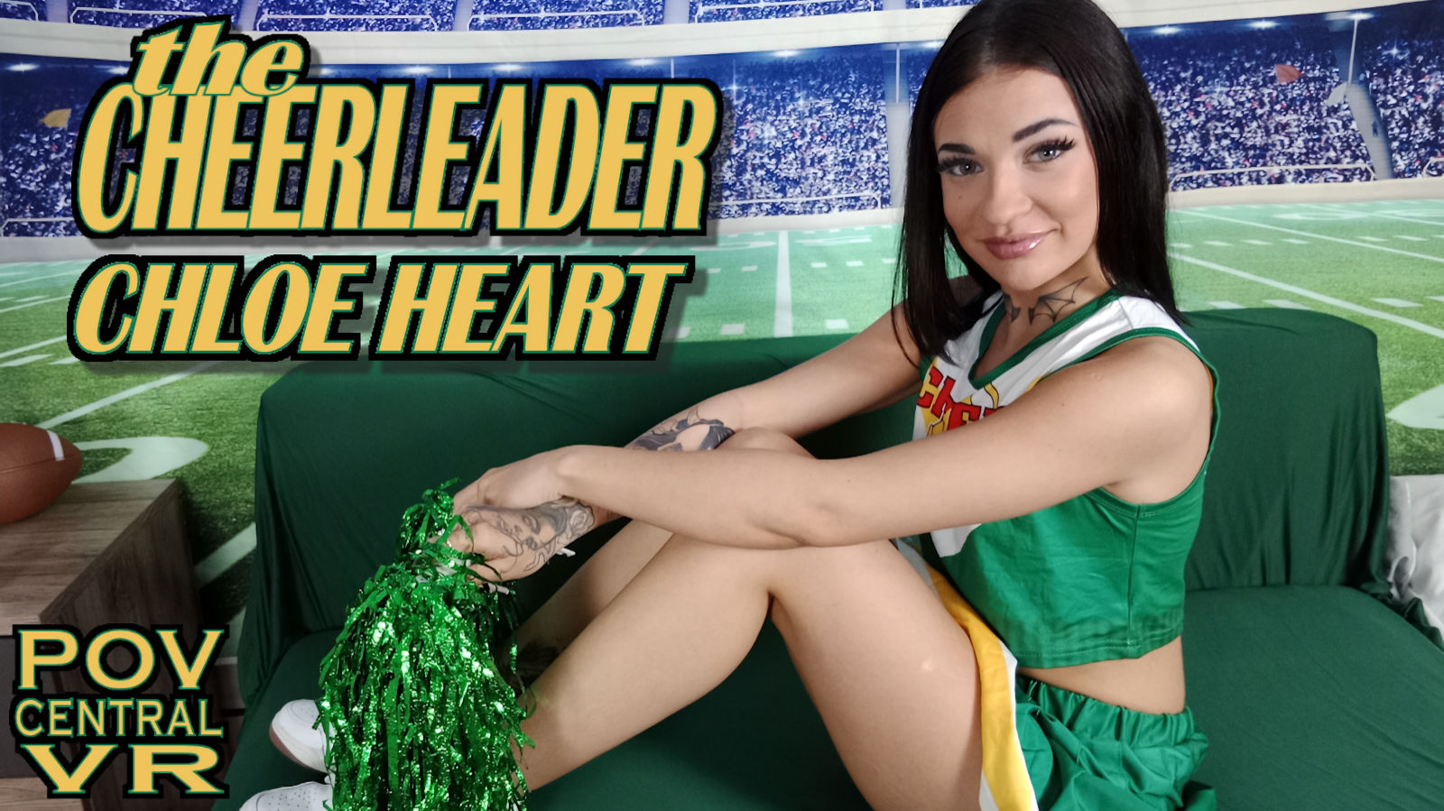Chloe Heart performs a POV blowjob in 4K VR as a brunette cheerleader in a 60 FPS premium production.