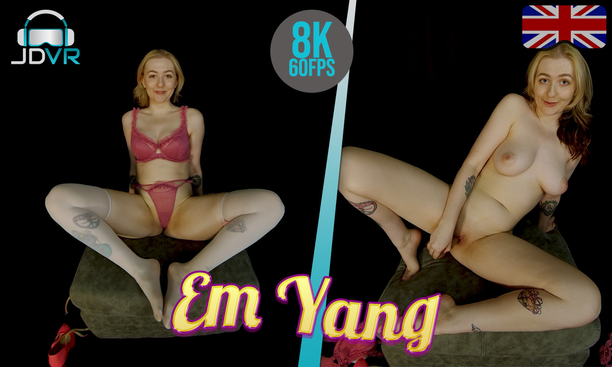 Em Yang performs masturbation in a dark room during this 4K VR POV video filmed at 60 fps with 180 degree passthrough.