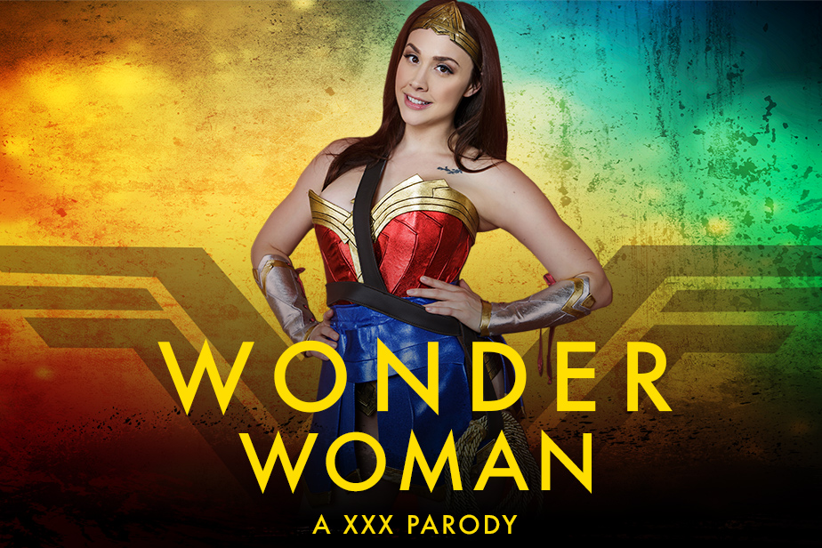 Chanel Preston as Wonder Woman performs a POV blowjob in a VR cosplay scene featuring 60 FPS quality.