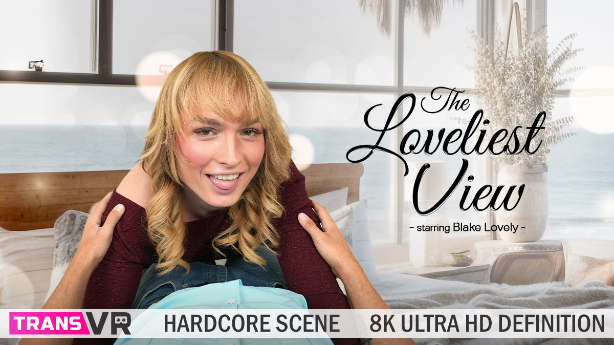 Blake Lovely performs a POV blowjob in a 4K 180 degree VR scene captured at 60 FPS for TransVR.