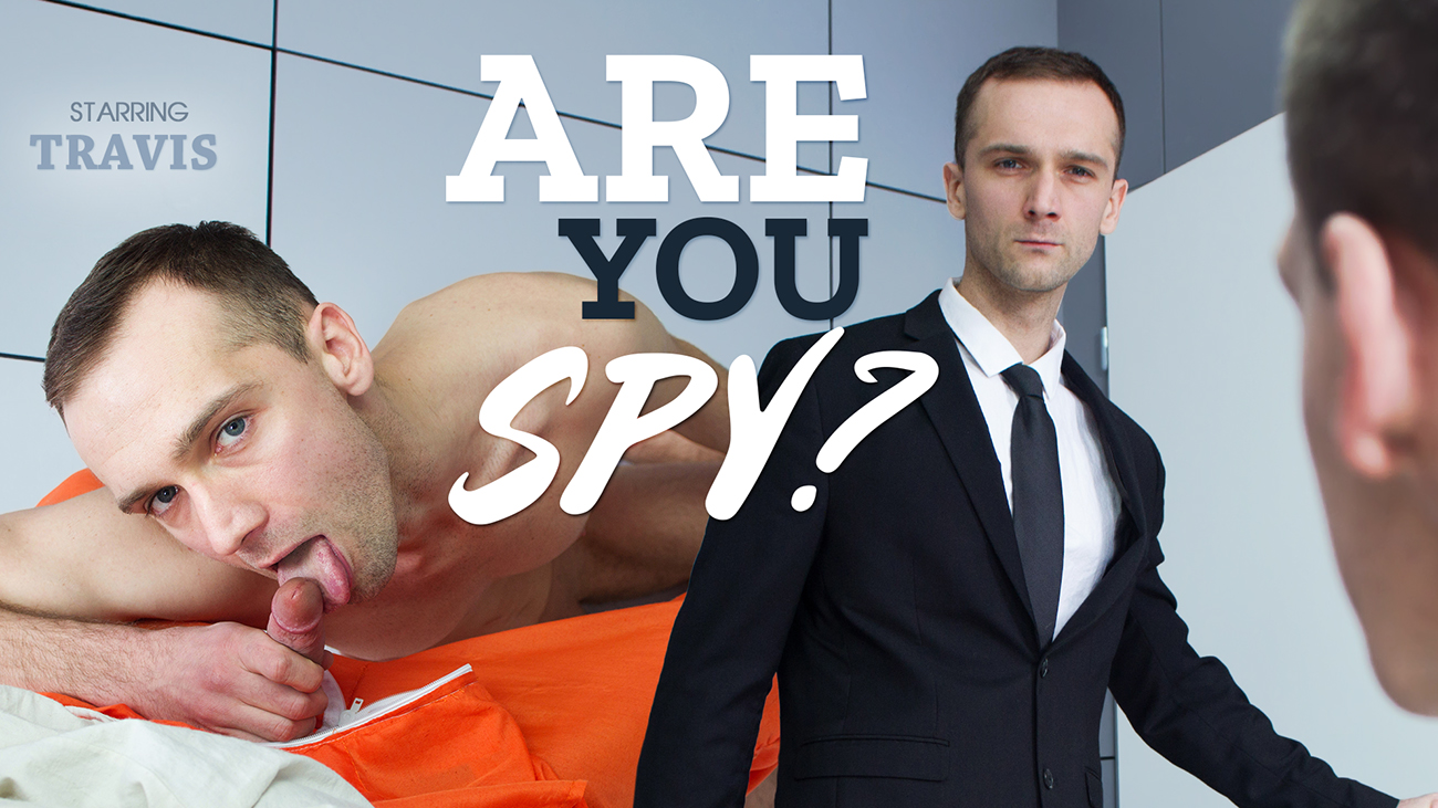 Travis performs a gay POV blowjob in a spy themed VR scene filmed in 4K and 60 FPS for VRB Gay