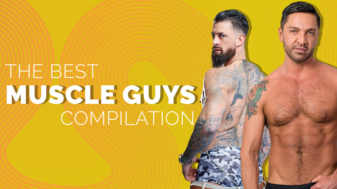 Muscular men in gay compilation video filmed in 4K resolution with 60 frames per second smooth motion for premium VR experience