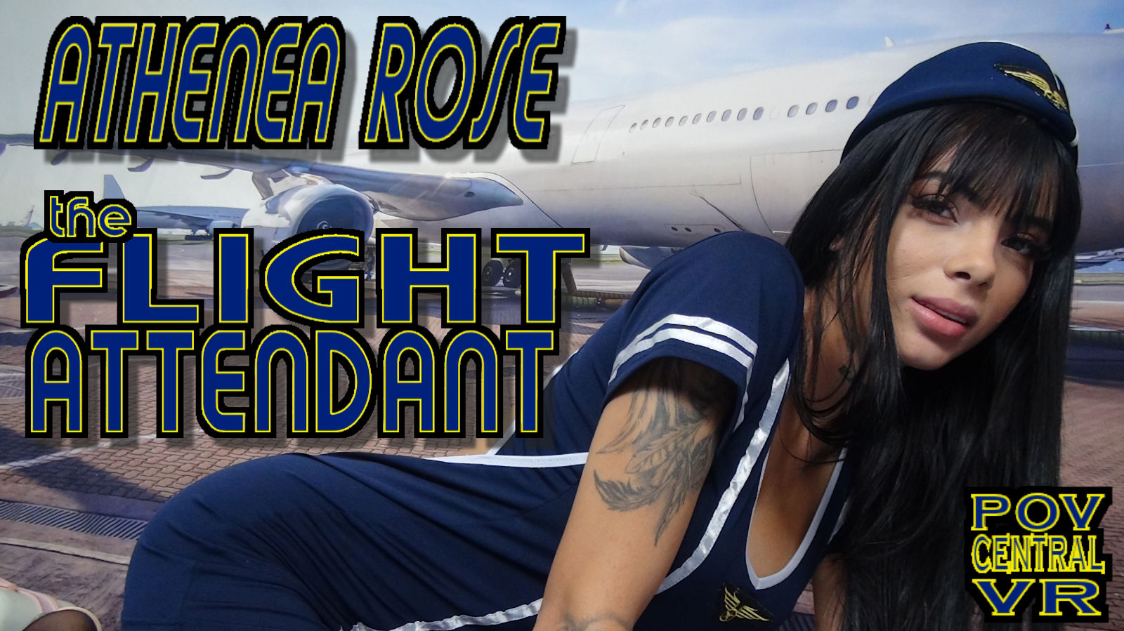 Athenea Rose as a flight attendant performs a POV blowjob in 4K 60fps VR with big tits