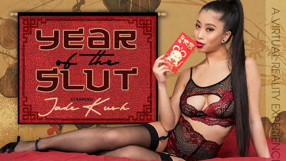 Jade Kush performs a POV blowjob in 4K 60fps VR with big tits on VR Bangers