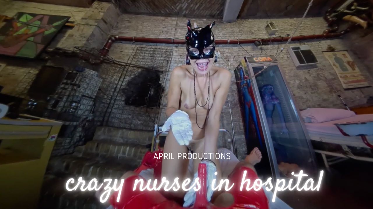 Mistress April and Conchita dominate Korola with a blowjob in an underground hospital setting for April Movie Productions VR POV video.