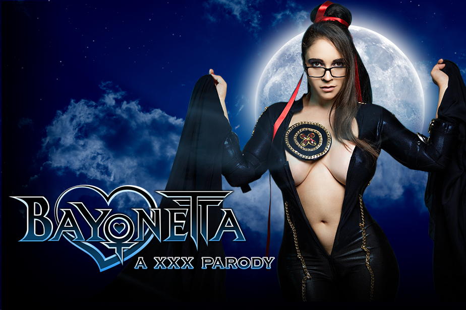 Marta La Croft as Bayonetta performs a hardcore POV blowjob and titty fuck in a VR cosplay scene