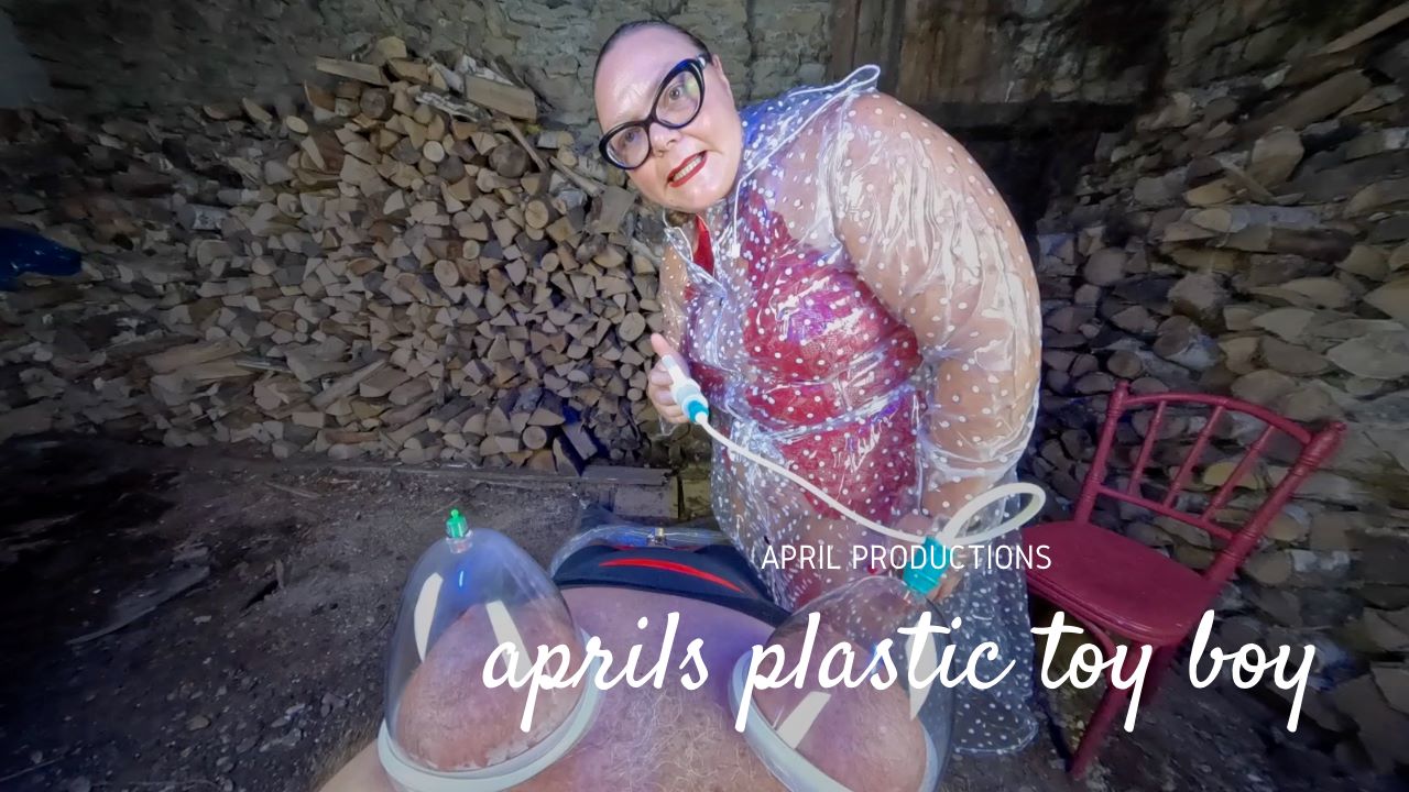 Mistress April performs a fetish blowjob in a plastic setting, captured in VR with 60 FPS premium quality.