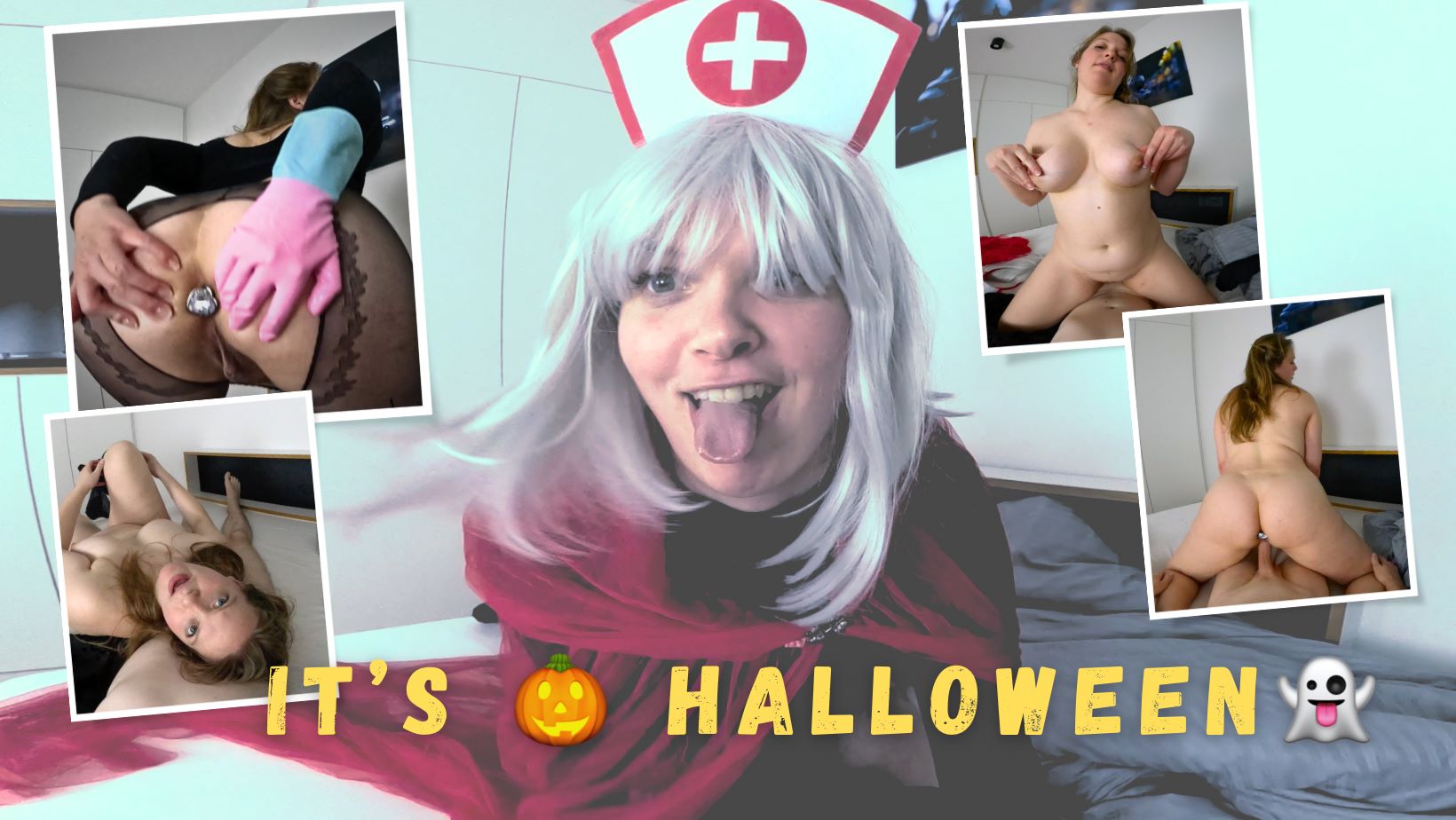 Raphaela in a Halloween cosplay performs a POV blowjob and titty fuck in a 4K VR video produced by April Movie Productions.
