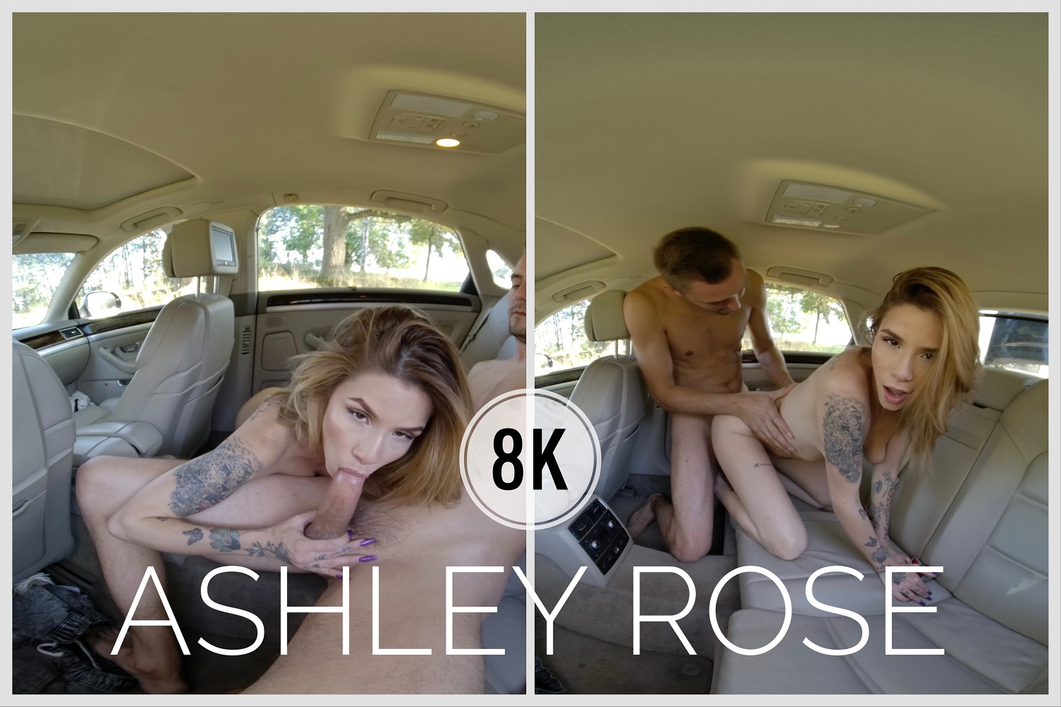 Ashley Rose performs a car blowjob in another point of view 4K 60 FPS VR outdoors scene