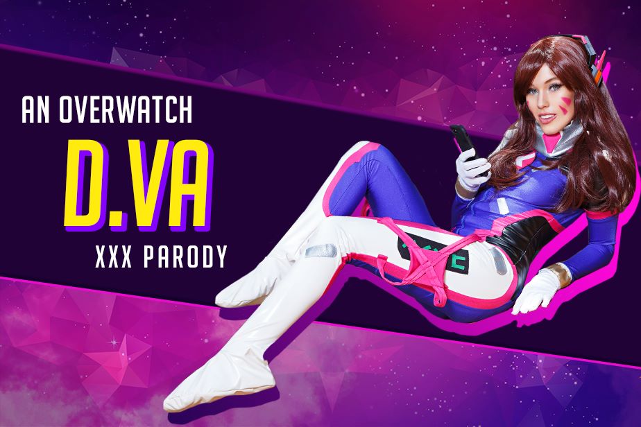 Megan Rain in D.VA cosplay performs oral sex in a VR POV scene with 60 FPS action and tight framing.