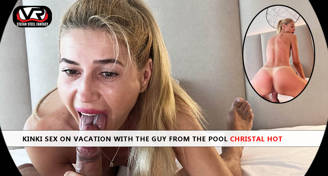 Christal Hot performs oral sex on a man by the pool in this 4K VR POV video featuring 60 FPS playback.