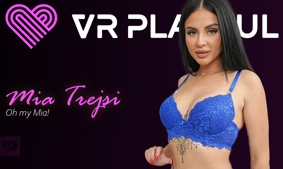 Brunette Mia Trejsi gives a POV blowjob in a VR Playful 4K production with 60 FPS smoothness and premium passthrough quality.