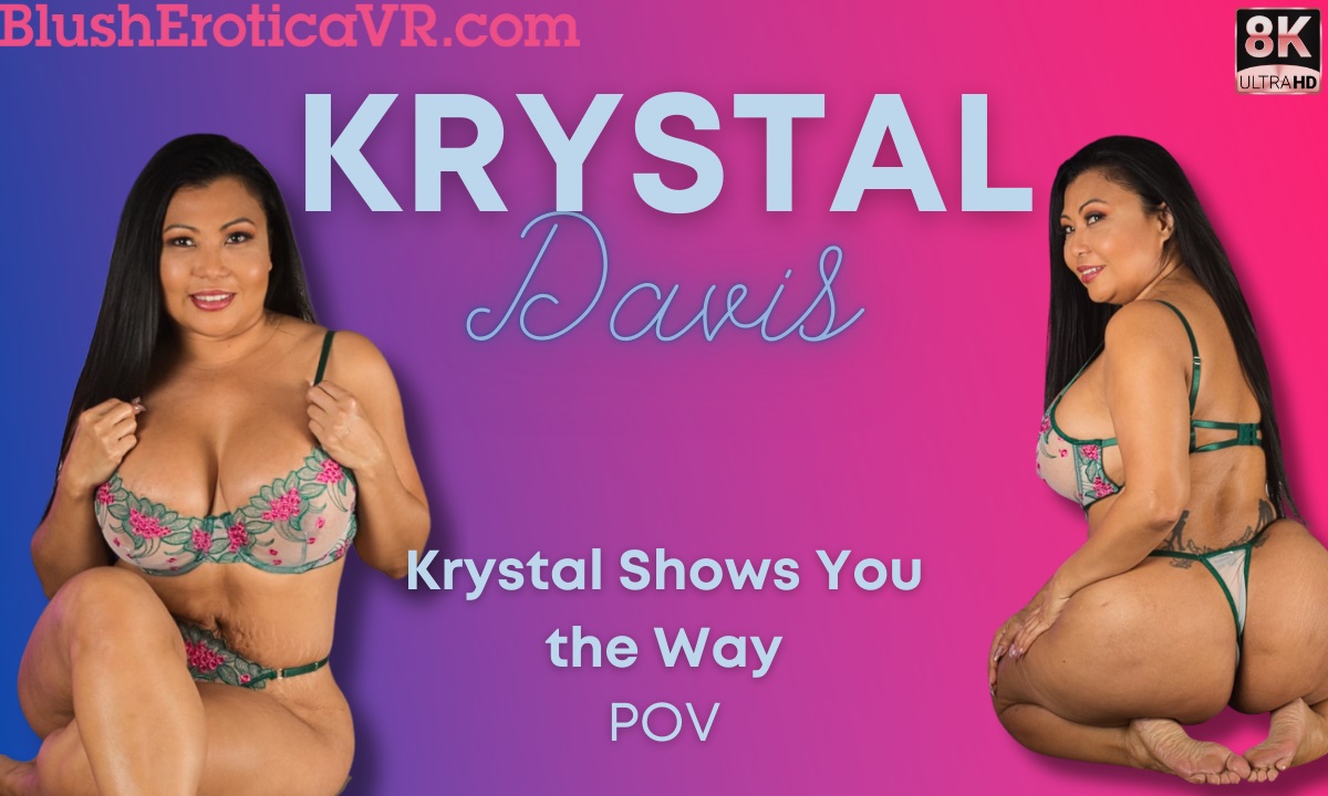 Krystal Davis performs a solo POV scene in 4K resolution with 60 frames per second for an immersive VR experience.