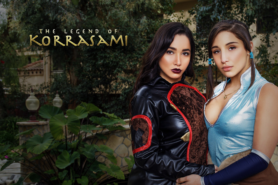 Abella Danger and Karlee Grey cosplay as Korrasami in a lesbian hardcore VR scene featuring pussy licking and kissing in 60 FPS.