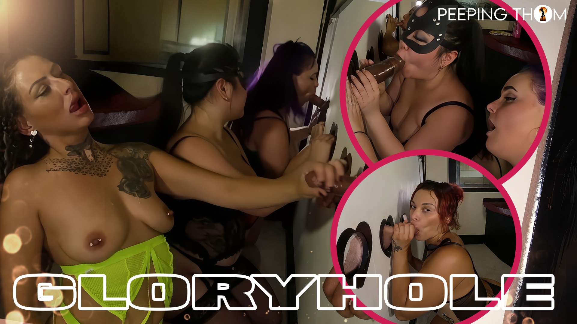 POV blowjob scene in a public glory hole featuring 4K resolution and 60 frames per second for immersive virtual reality viewing.
