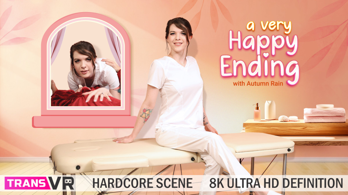 Autumn Rain performs a massage and anal sex in a POV VR video with a happy ending.