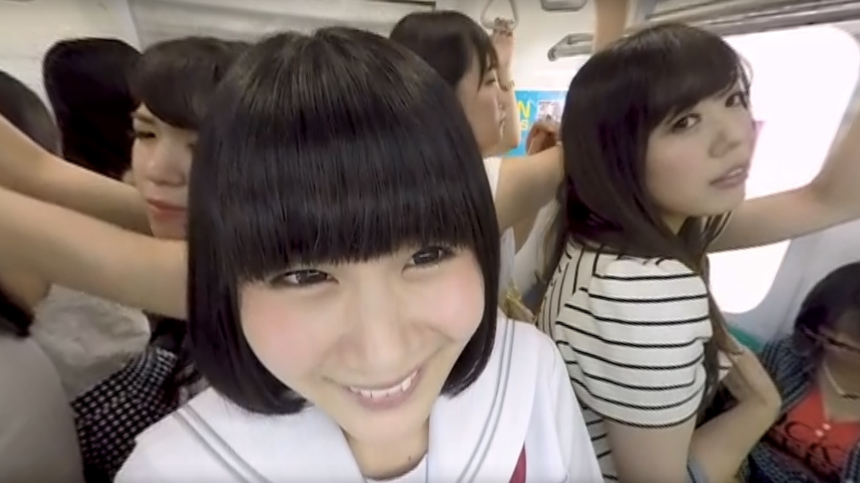 Brunette woman receives a handjob in a special train car during this softcore JAV VR POV production.