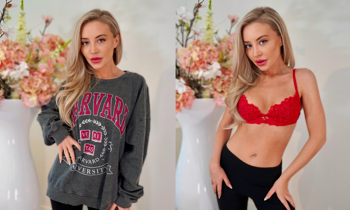 Karis London poses solo in a casting setting for this 4K VR POV video produced by Bliss VR.