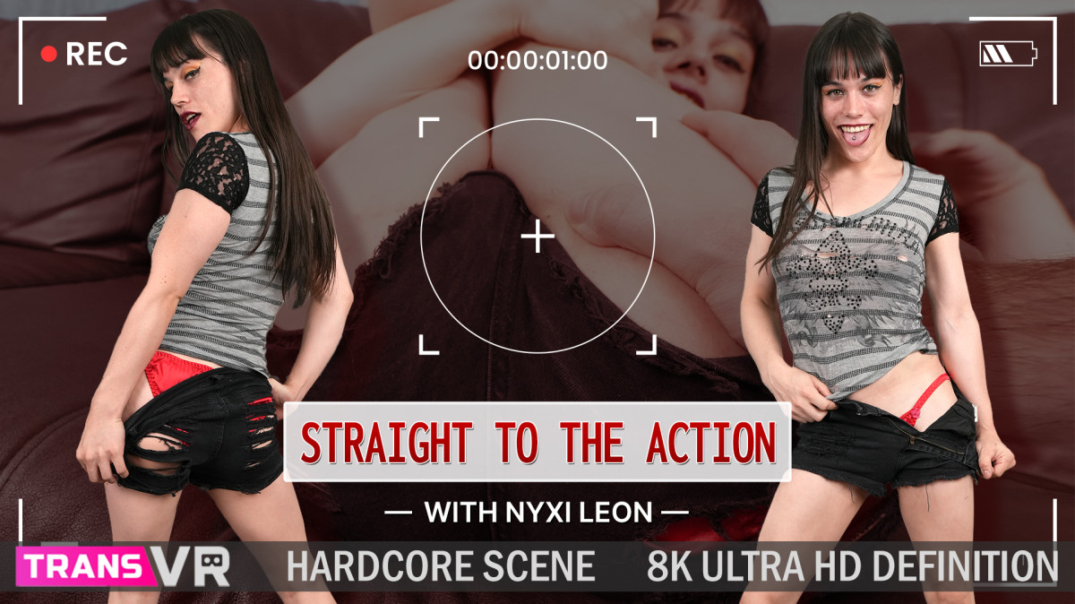 Brunette model Nyxi Leon receives anal and blowjob in premium 4K VR with 60 FPS smoothness.