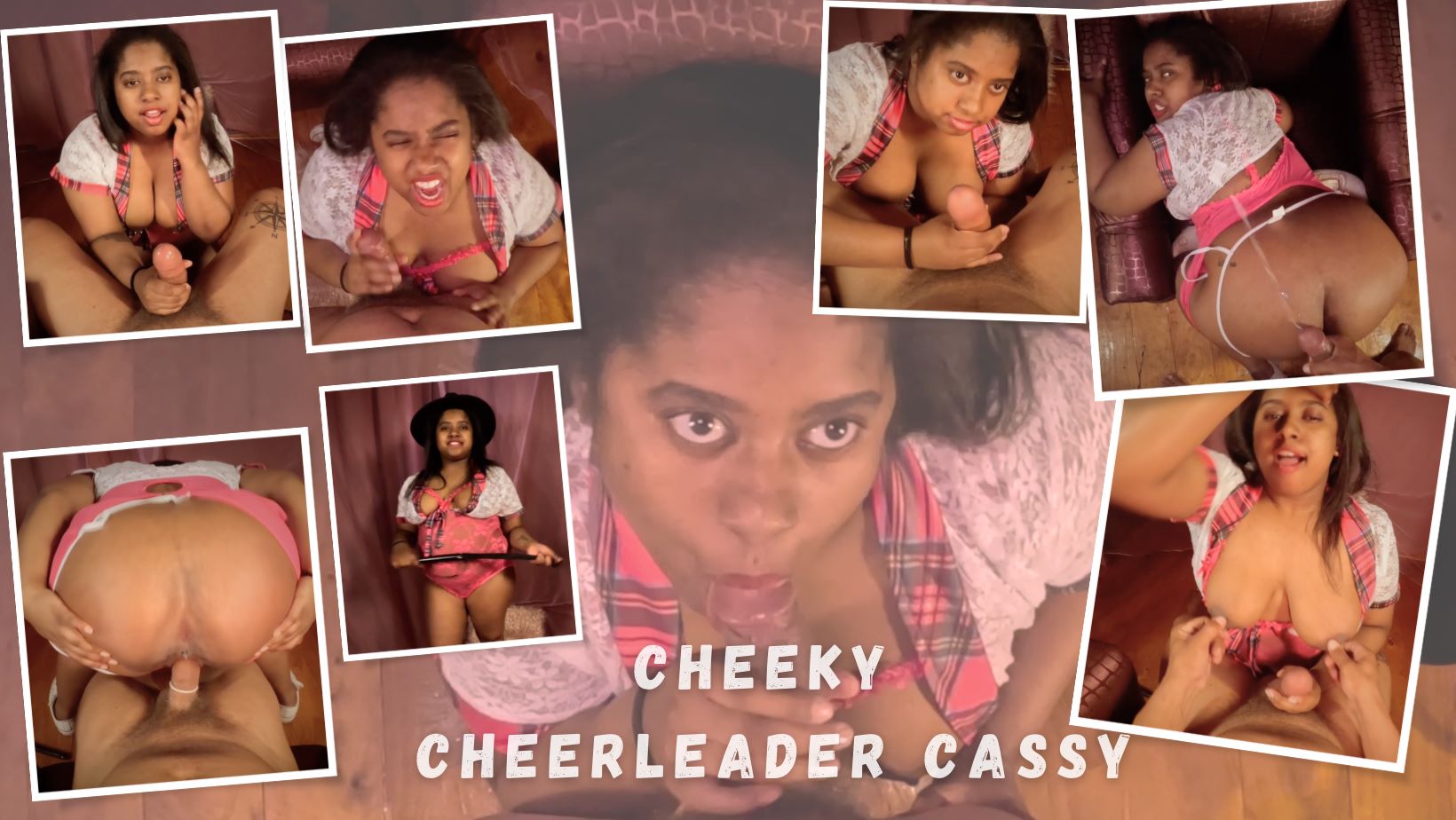 Cassy in a cheerleader outfit performs a POV blowjob and titty fuck in 4K VR