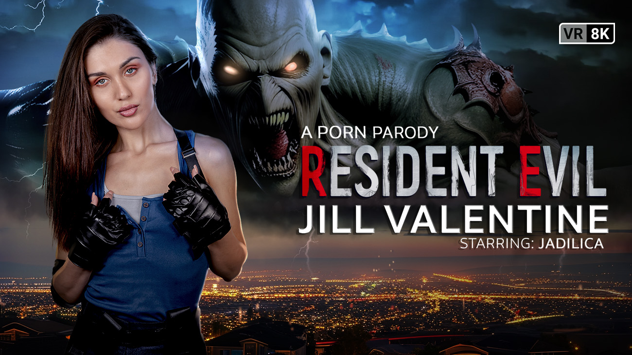 Jadilica cosplays Jill Valentine in a VR POV parody filmed in 4K resolution with 60 FPS for immersive adult entertainment.
