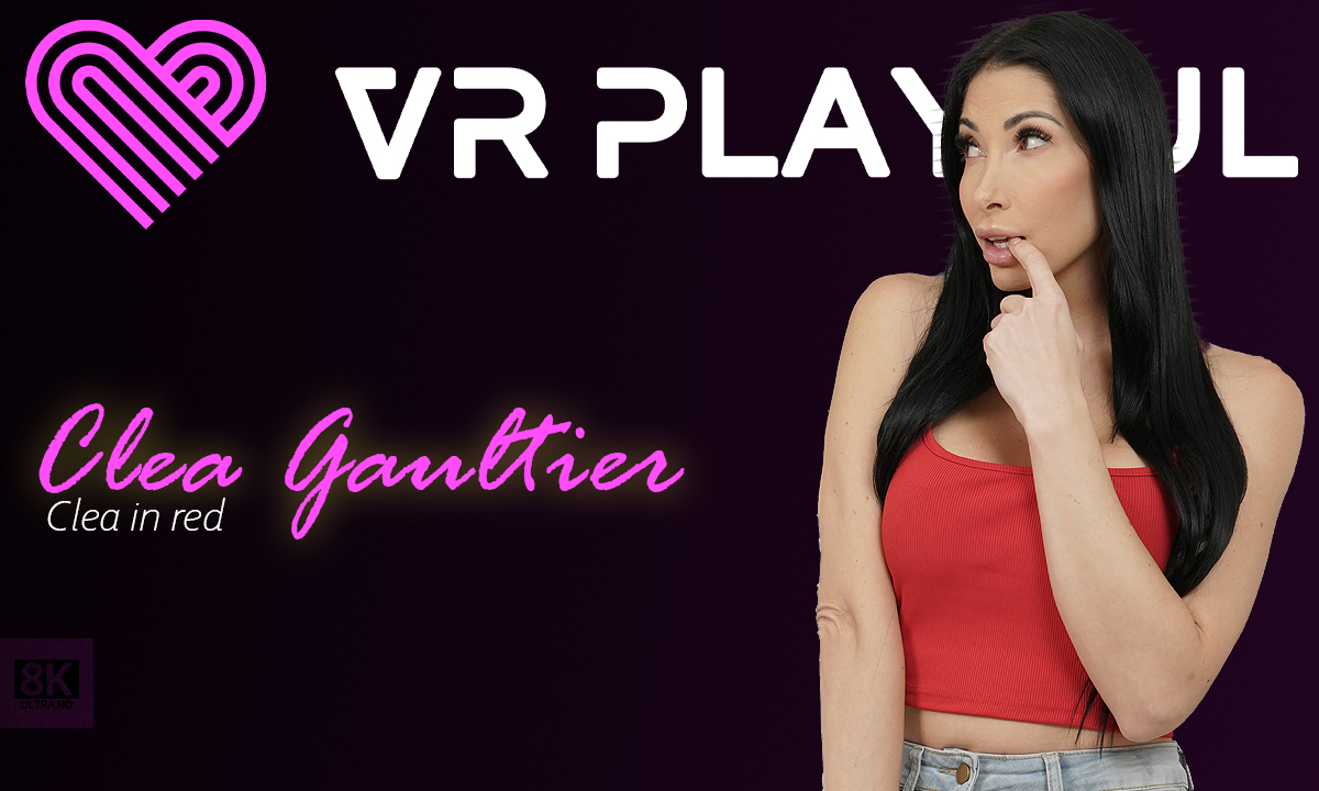 Clea Gaultier performs a close-up POV blowjob and titty fuck in red lingerie for VR Playful in 60 FPS.