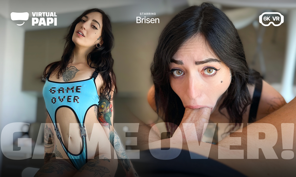 Brisen LeStrange performs a POV blowjob in a Virtual Papi 4K VR production with 60 FPS gameplay.
