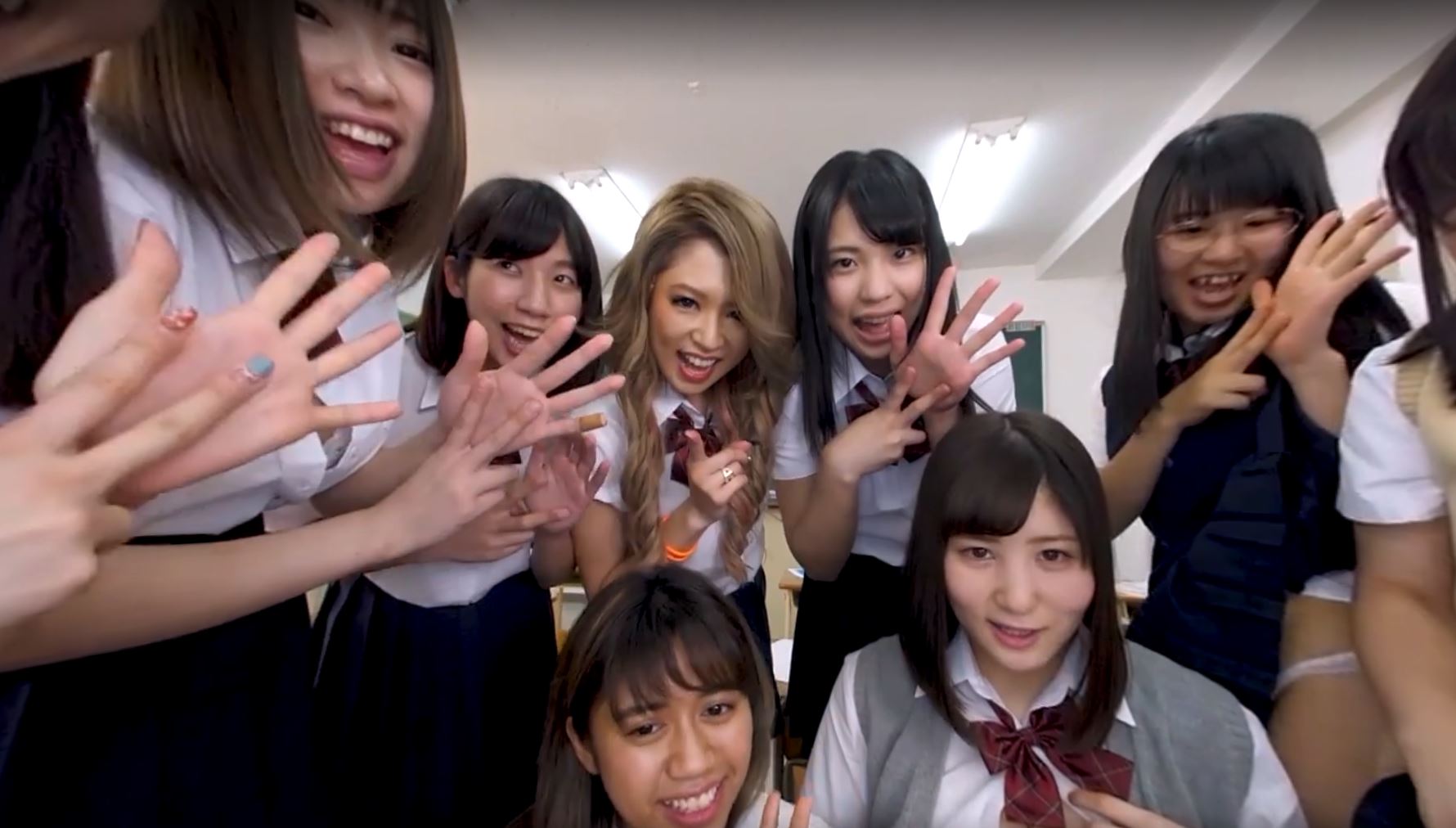 POV scene features a harem group sex and masturbation session with multiple women in 4K 180 degree VR format.