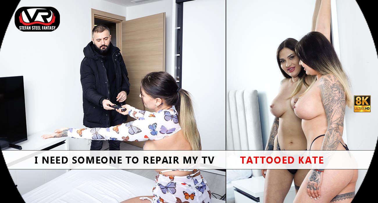 Tattooed Kate performs a blowjob in Stefan Steel Fantasy VR production with 4K resolution and 60 FPS non POV view.
