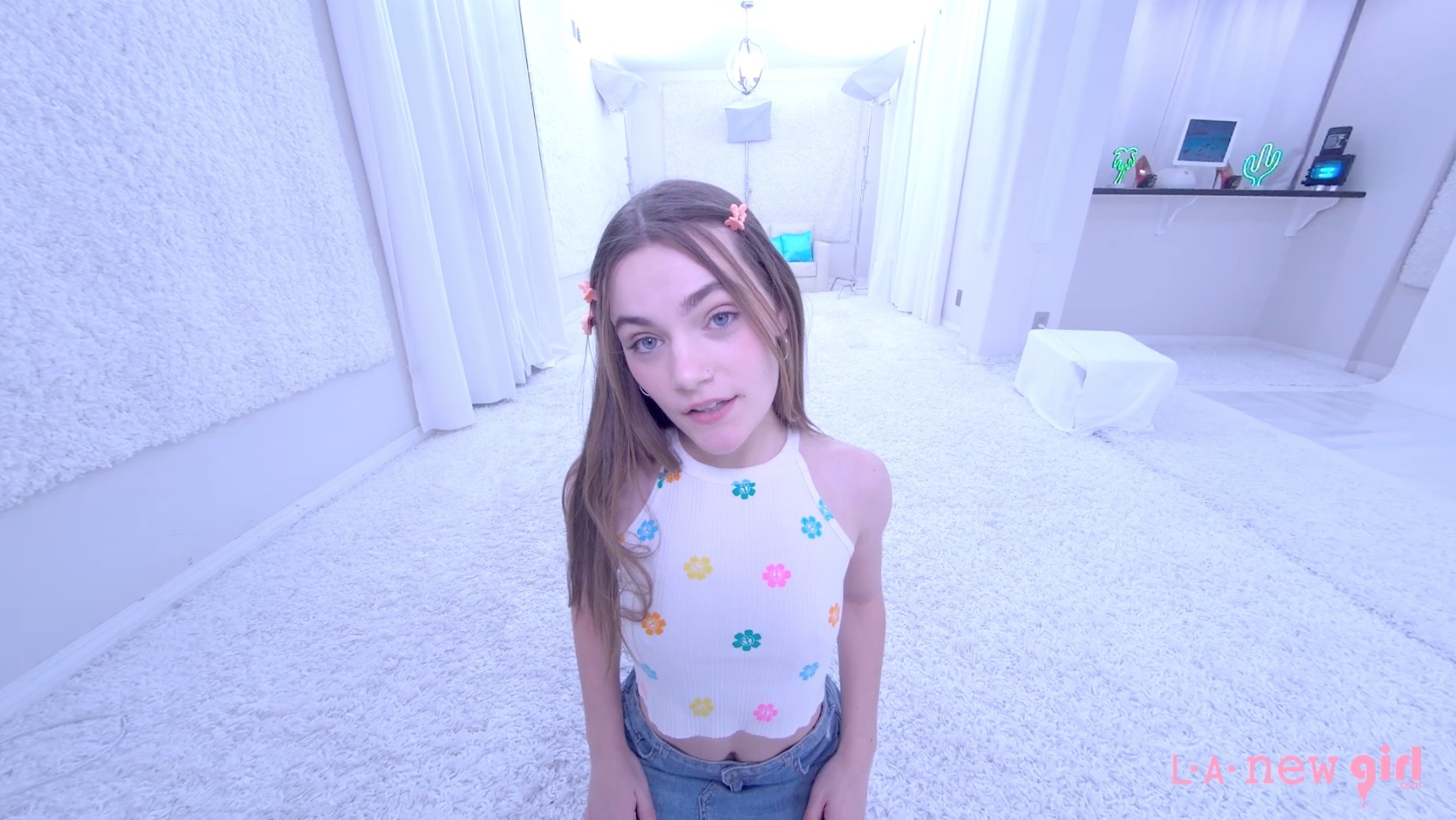 Juniper Ren in a casting solo POV scene, stripping for the camera in a VR experience with 60 FPS premium quality.