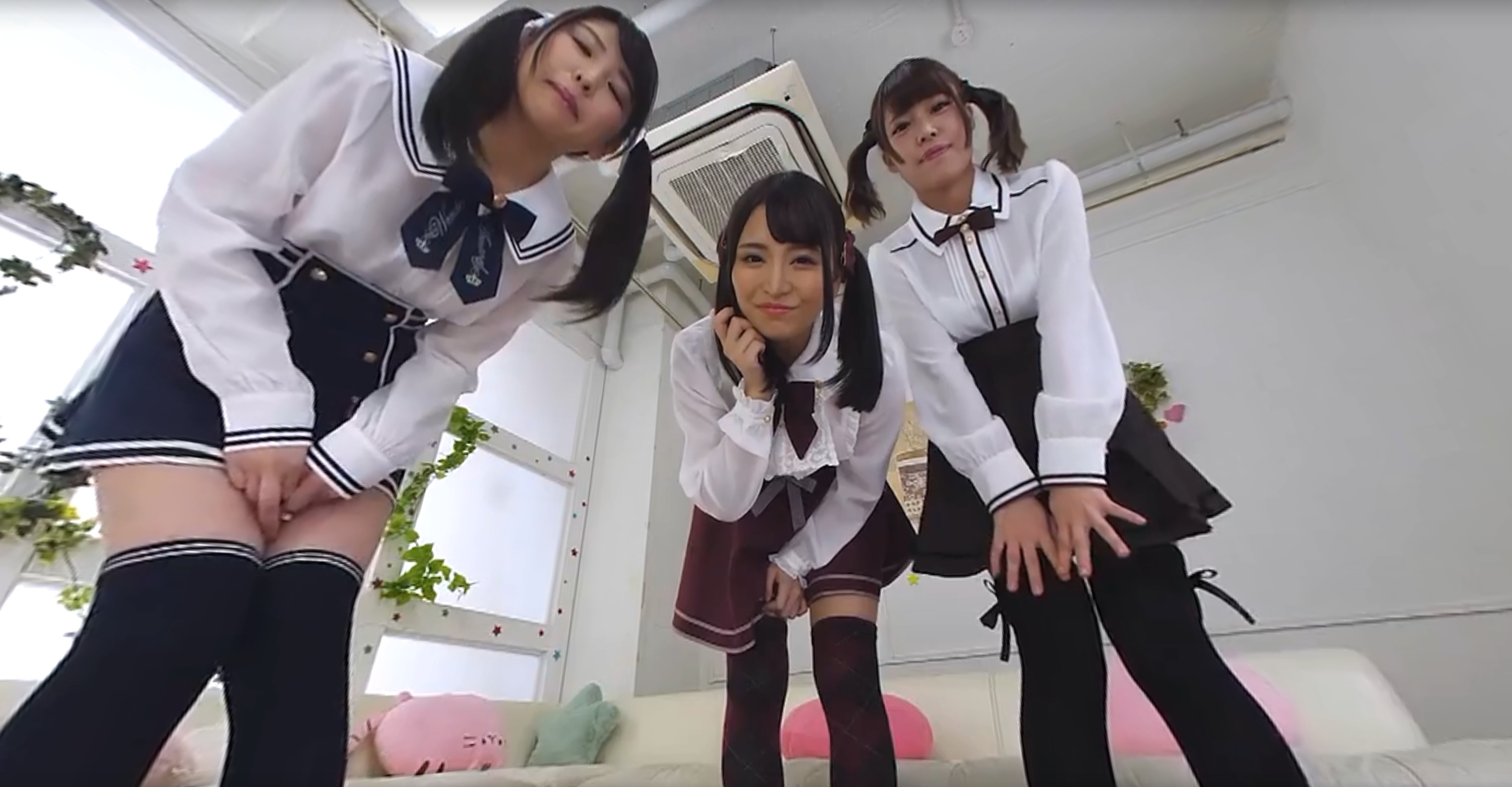 POV scene featuring a harem of twenty six girls in group sex with oral actions in a Japanese adult video VR production