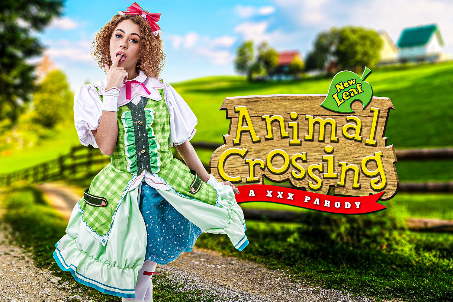 Allie Addison as Isabelle from Animal Crossing performs a POV blowjob in a VR cosplay parody with 60 FPS quality.