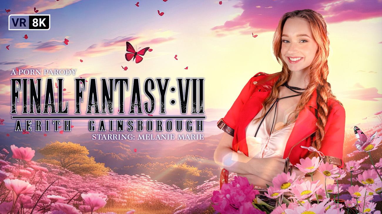 Melanie Marie in Final Fantasy VII cosplay performs a POV blowjob with close up details in 60 FPS VR passthrough