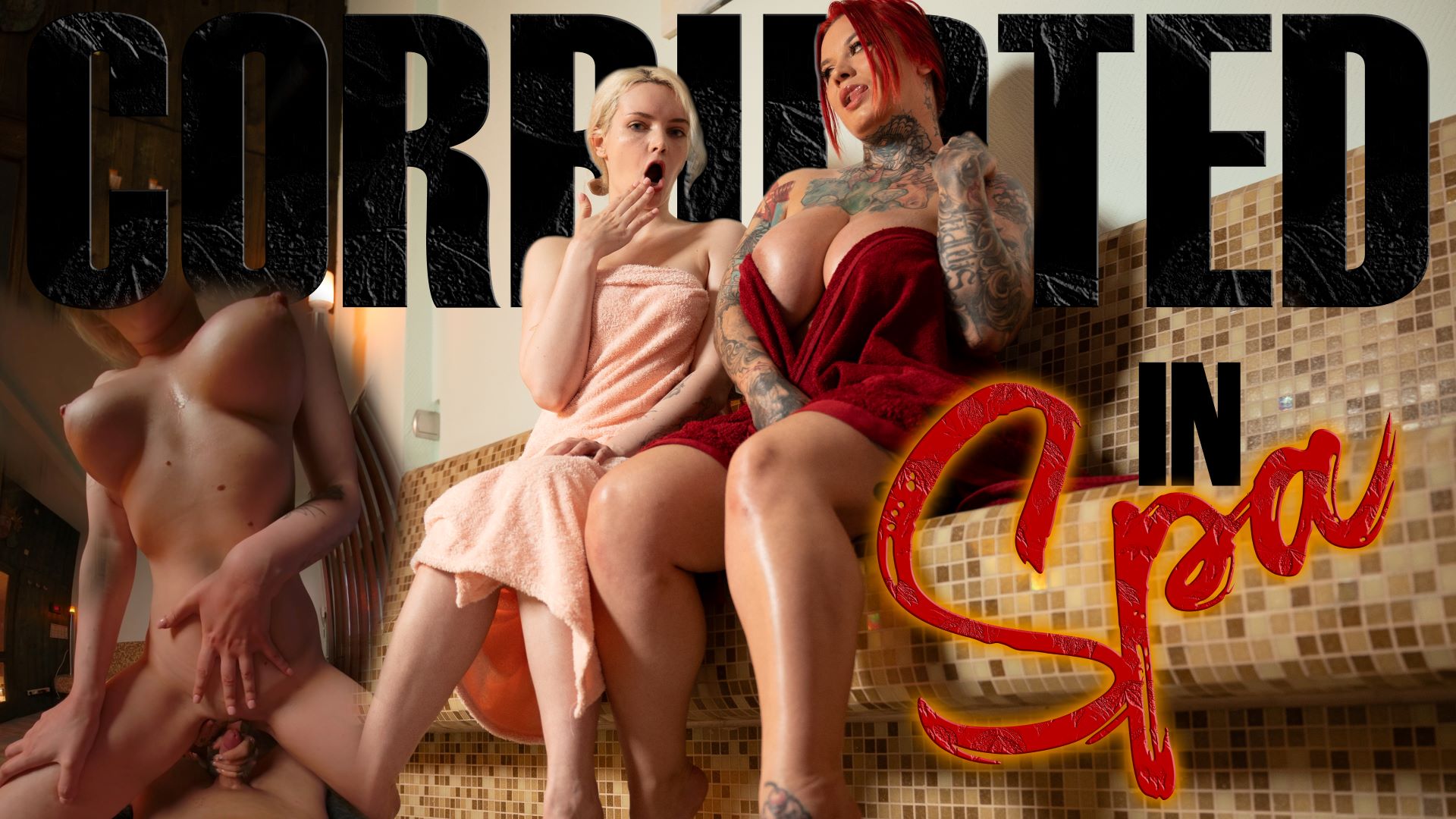 Amber Kawaii and Sabien DeMonia enjoy a POV spa session with blowjob and titty fuck in this 60 FPS VR production.