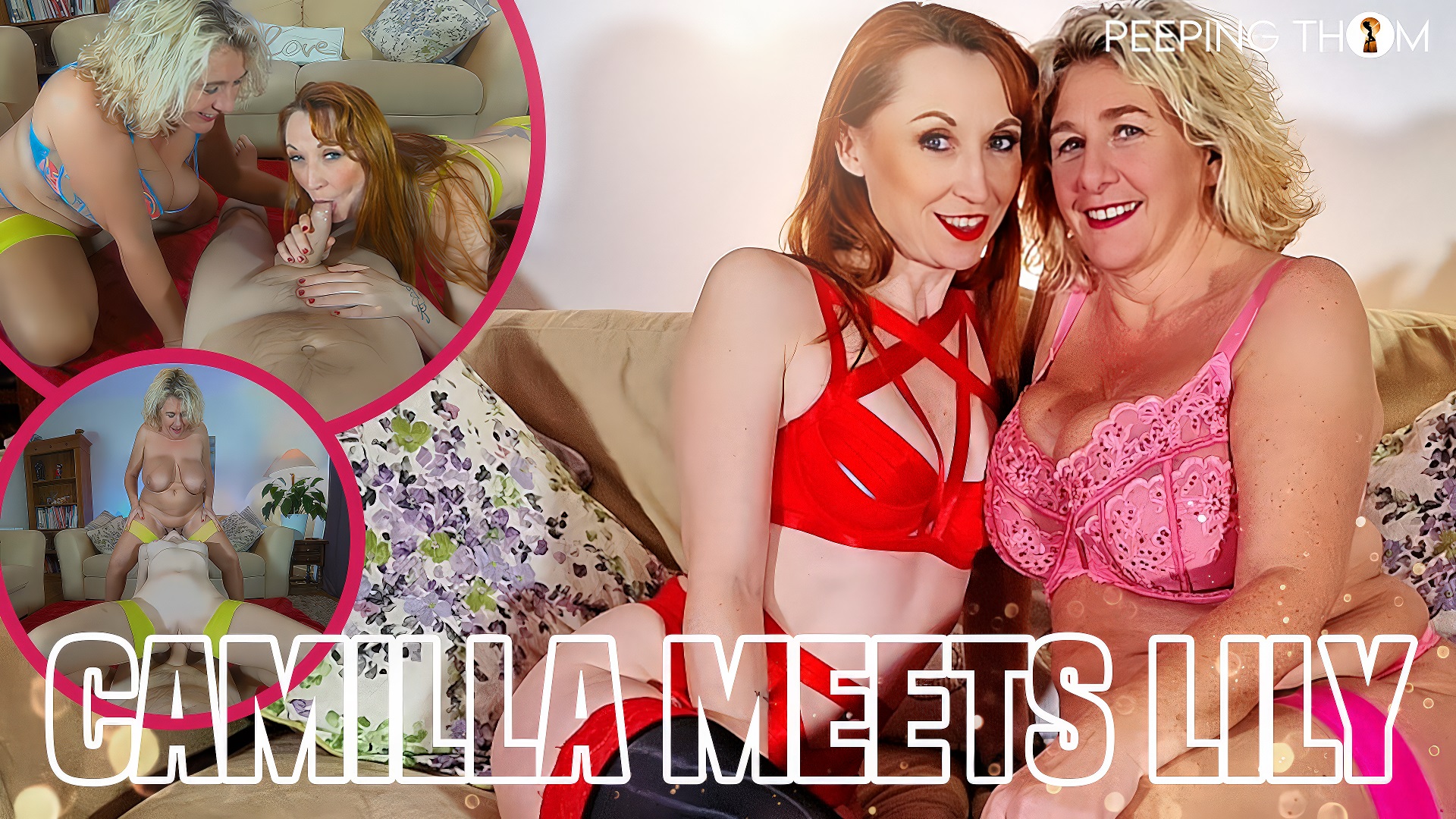 Camilla Creampie and Lily Kink perform group sex and blowjobs in a POV VR video by Peeping Thom.