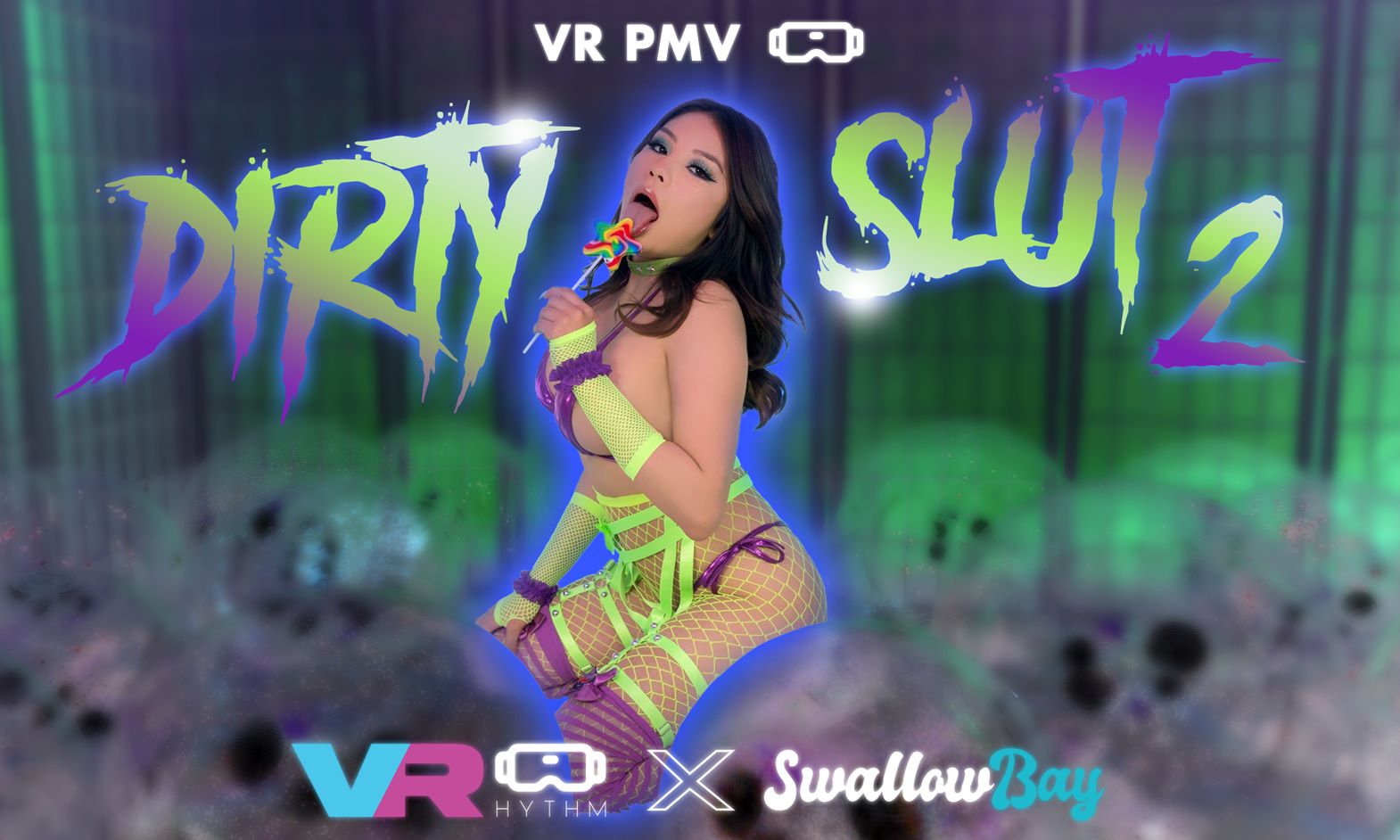 Sami Parker poses in a Dirty Slut 2 VR PMV compilation by VRhythm featuring 4K 180-degree 60 FPS immersive production